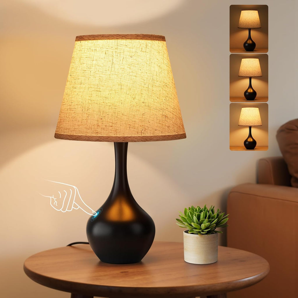 Black Touch 3-Way Dimmable Small Table Lamp