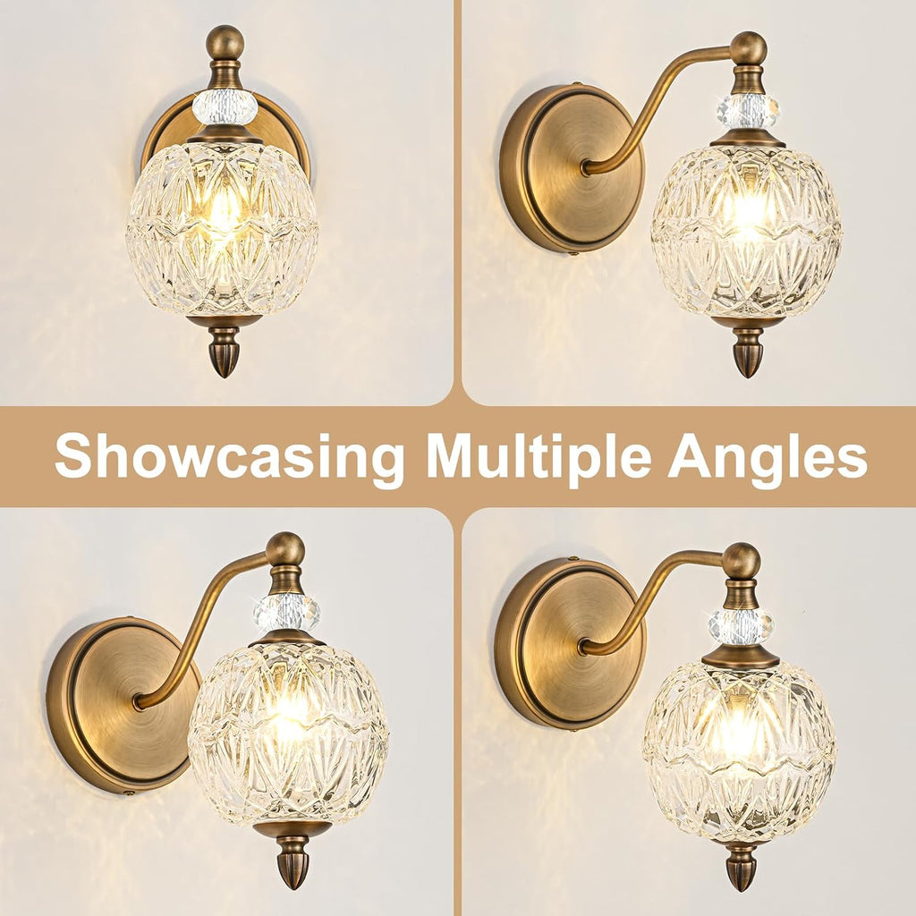 Matte Brass Globe Glass Mid Century Wall Sconce