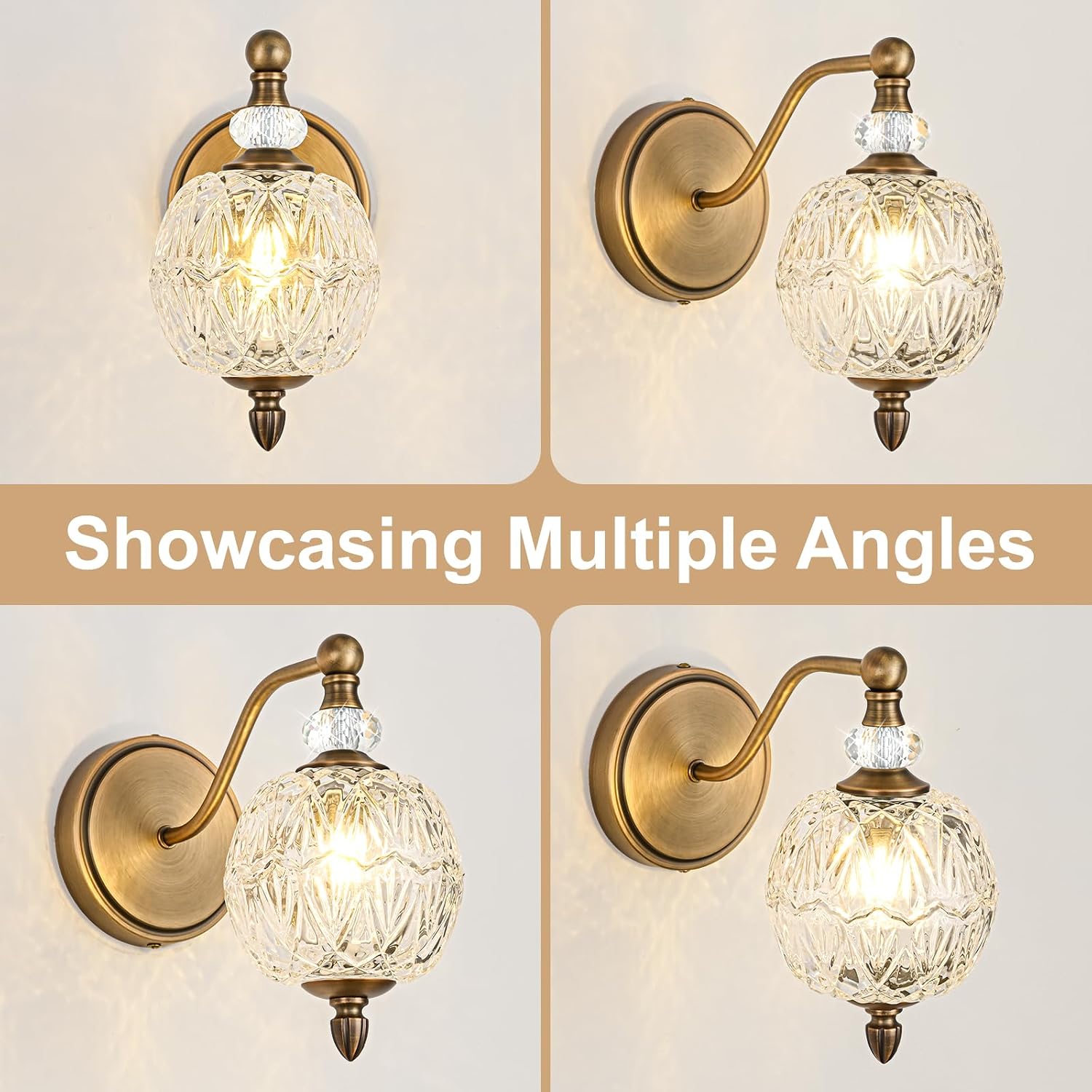 Matte Brass Globe Glass Mid Century Wall Sconce