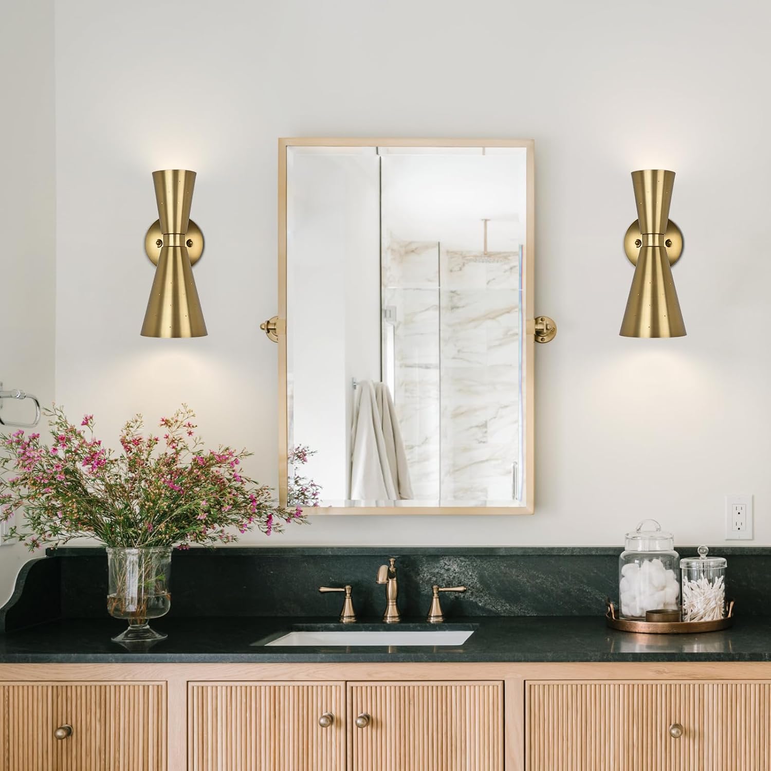 Gold Up Down Mid Century Hardwired Wall Sconce
