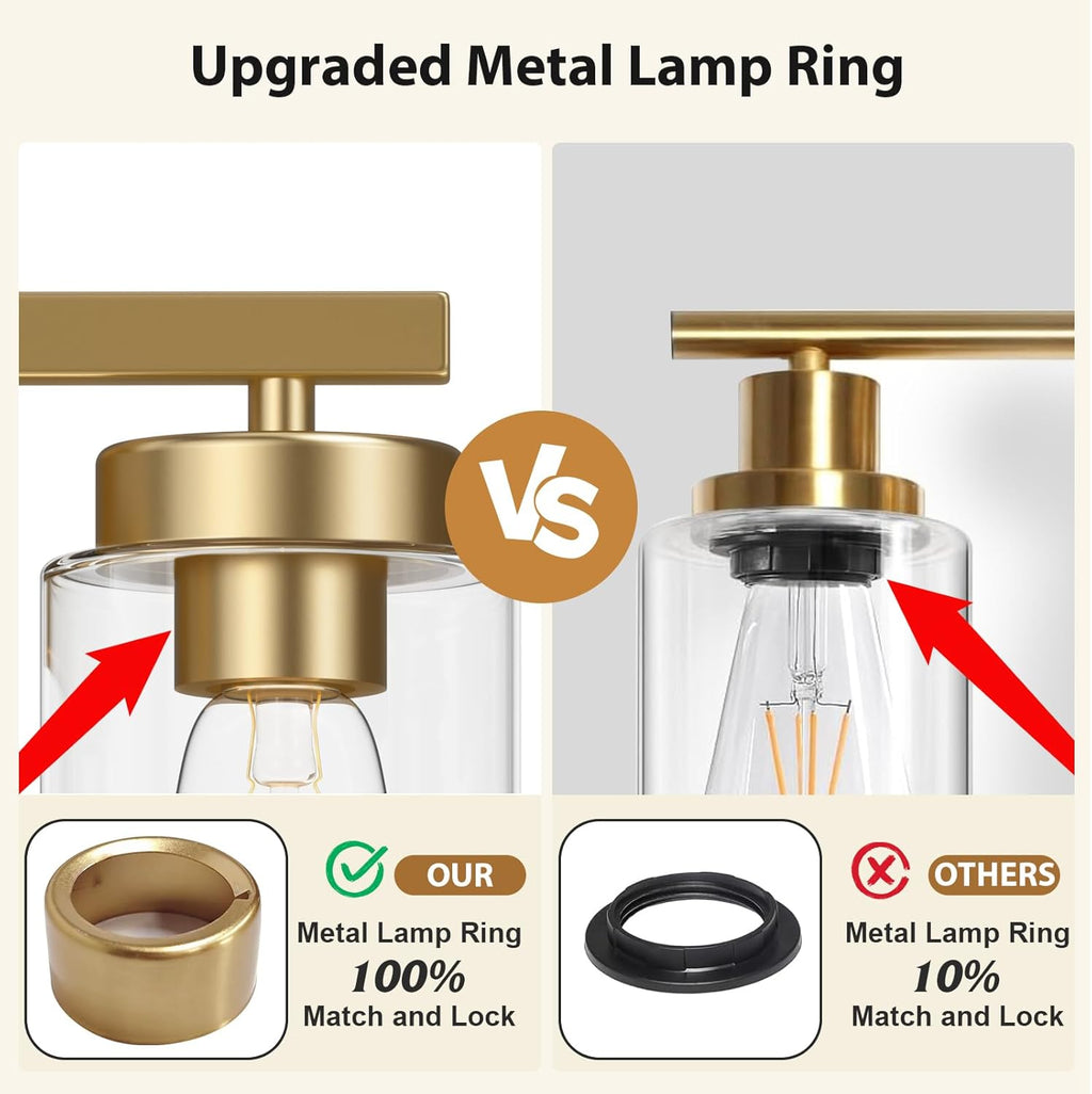 Brushed Gold Clear Glass 4-Light Bathroom Vanity Light