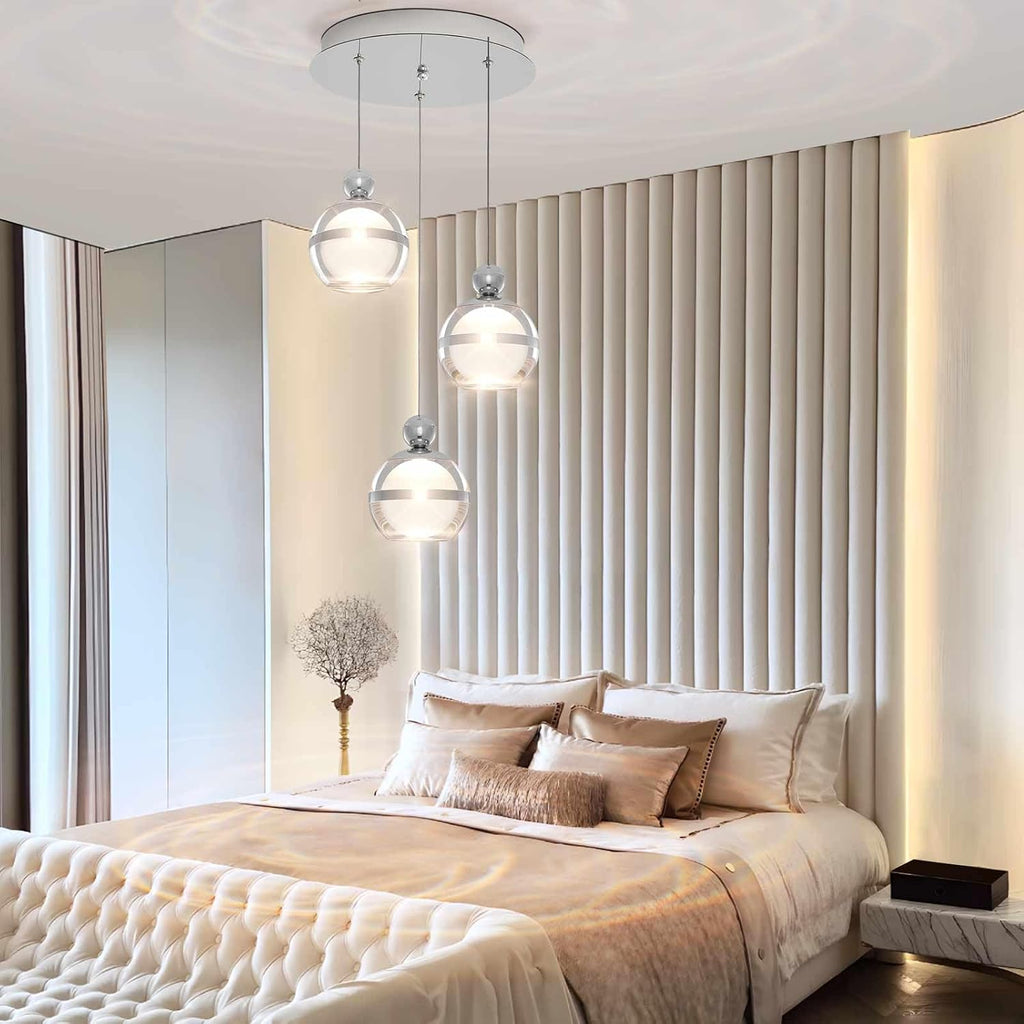 Chrome Acrylic Globe 3-Light Dimmable Pendant