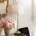 Gold Column Crystal White Shade Buffet Table Lamp