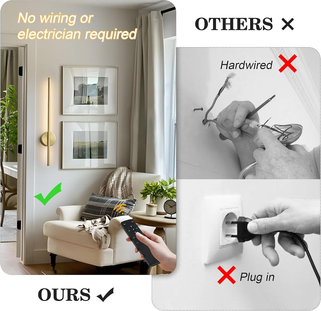 Brass Remote Rechargeable Dimmable Wall Sconces
