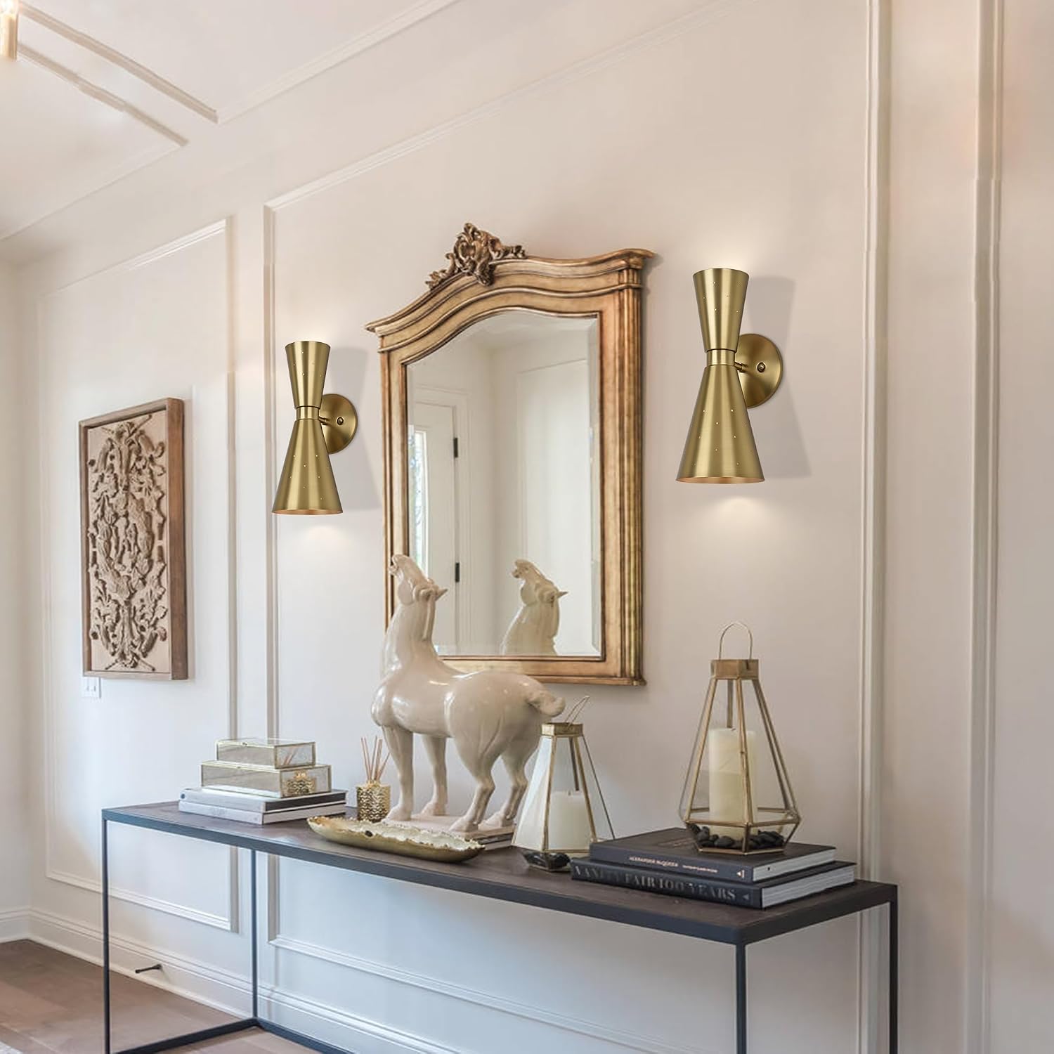 Gold Up Down Mid Century Hardwired Wall Sconce