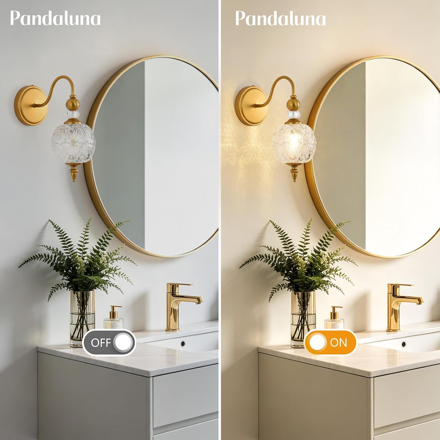 Matte Brass Ribbed Glass Boho Wall Sconce
