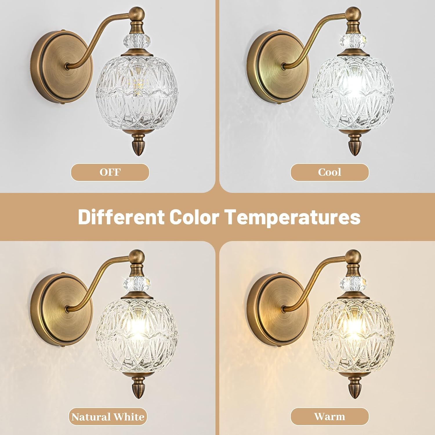 Matte Brass Globe Glass Mid Century Wall Sconce