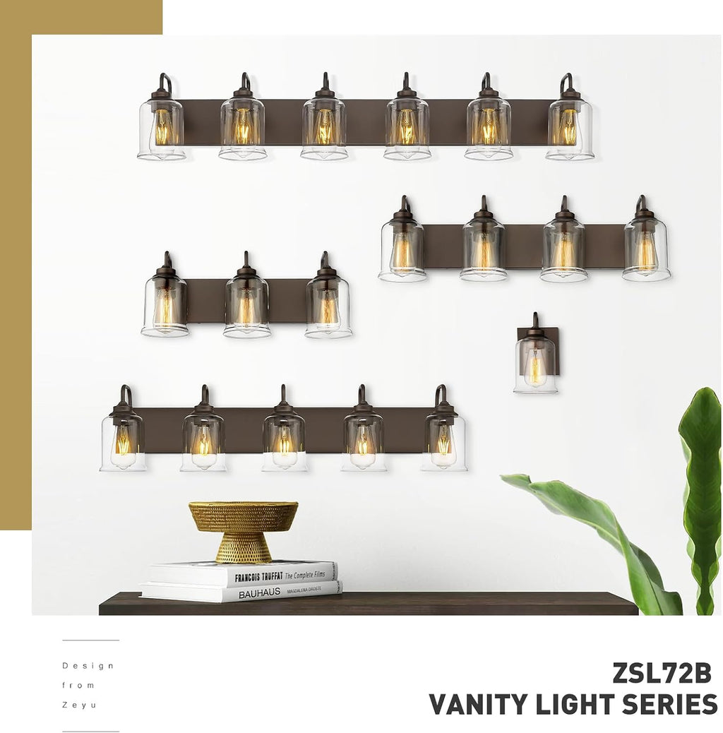Zeyu ORB Clear Glass 6-Light Farmhouse Vanity Light