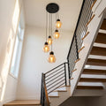Black Amber Glass 5-Light Cluster Pendant Light