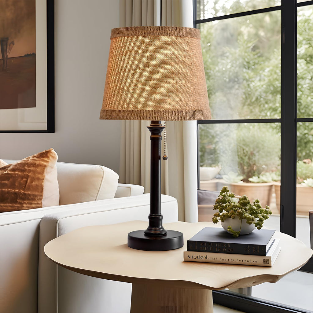 Black Fabric Shade Small Bedside Table Lamp