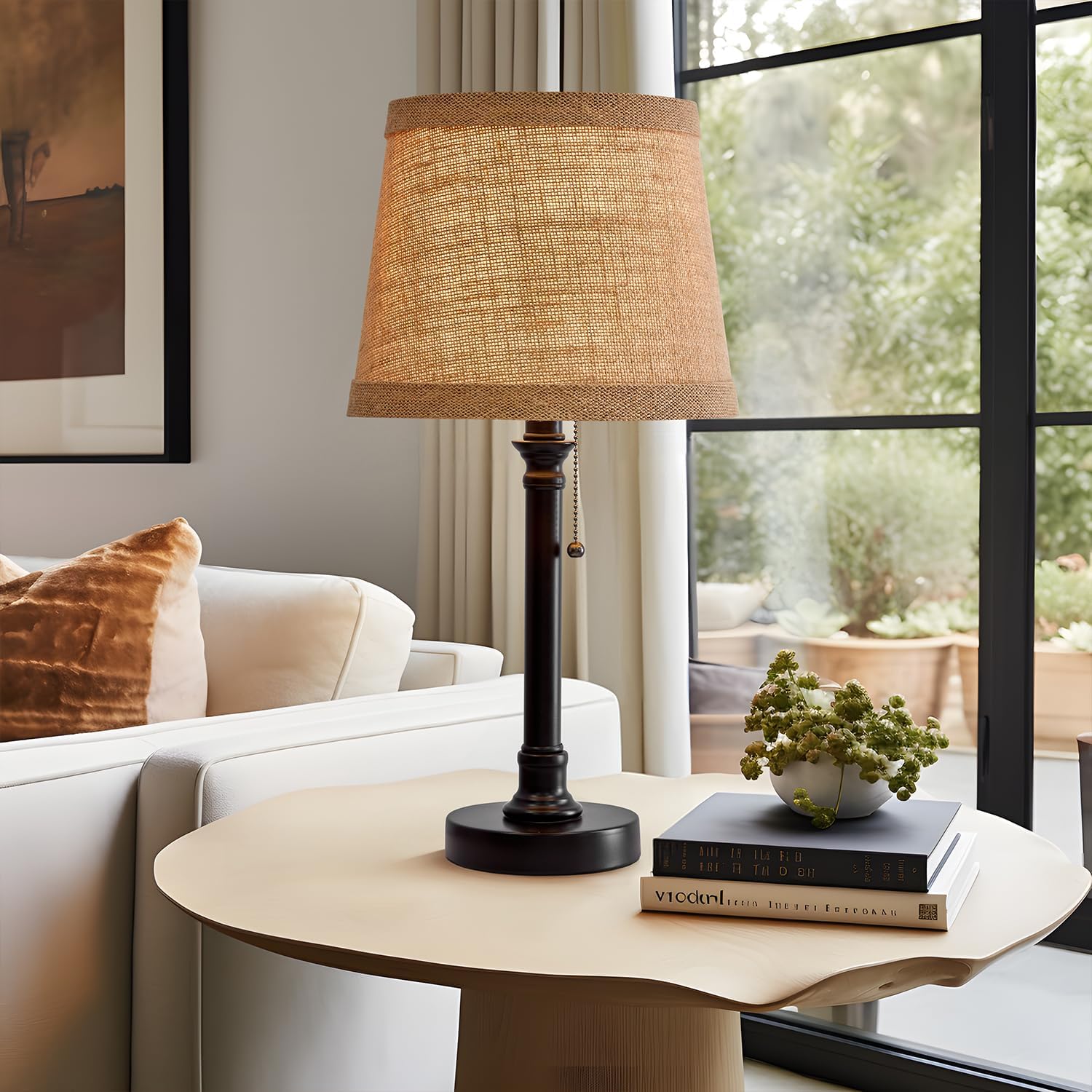 Black Fabric Shade Small Bedside Table Lamp