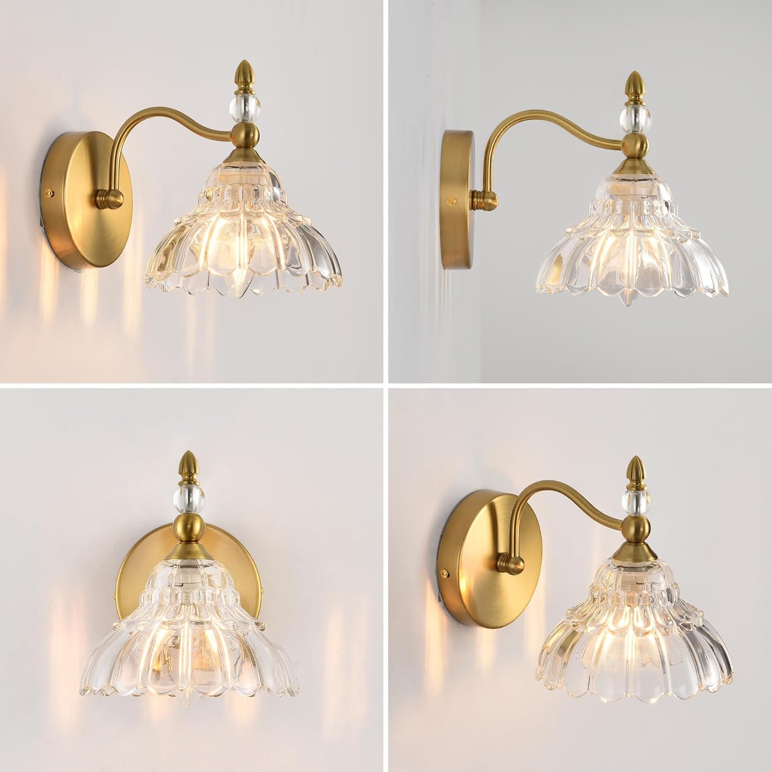 Matte Brass Vintage Hardwired Wall Sconces Set