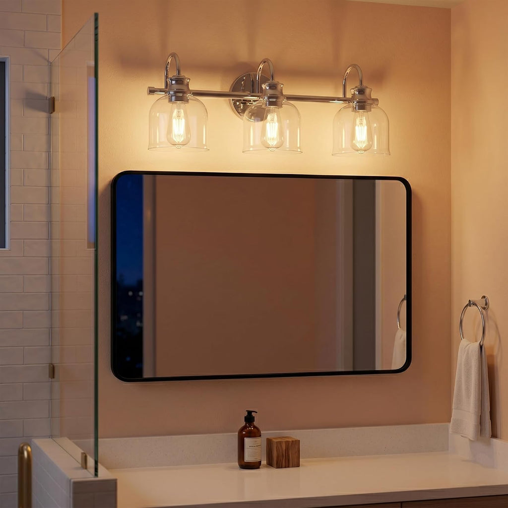 Ursola Chrome Clear Glass 3-Light Vanity Light