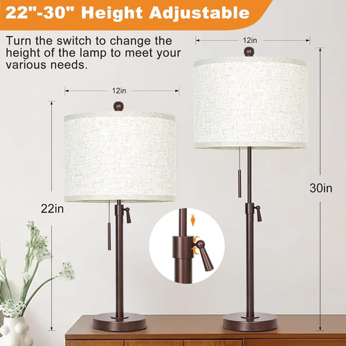 Adjustable Dimmable Farmhouse Table Lamps Set