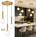 Gold Milky Glass 3-Light Globe Pendant Chandelier