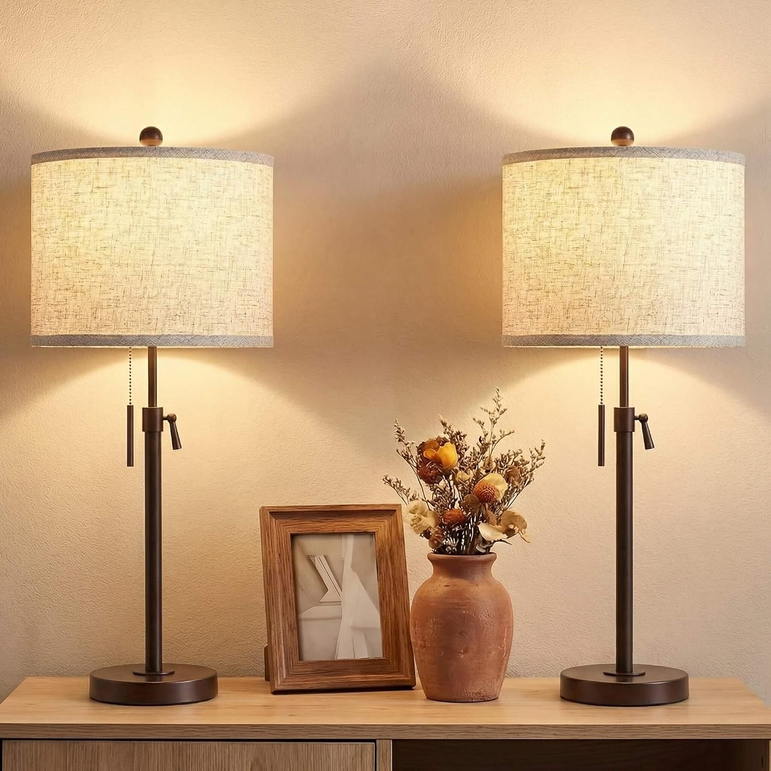 Adjustable Dimmable Farmhouse Table Lamps Set