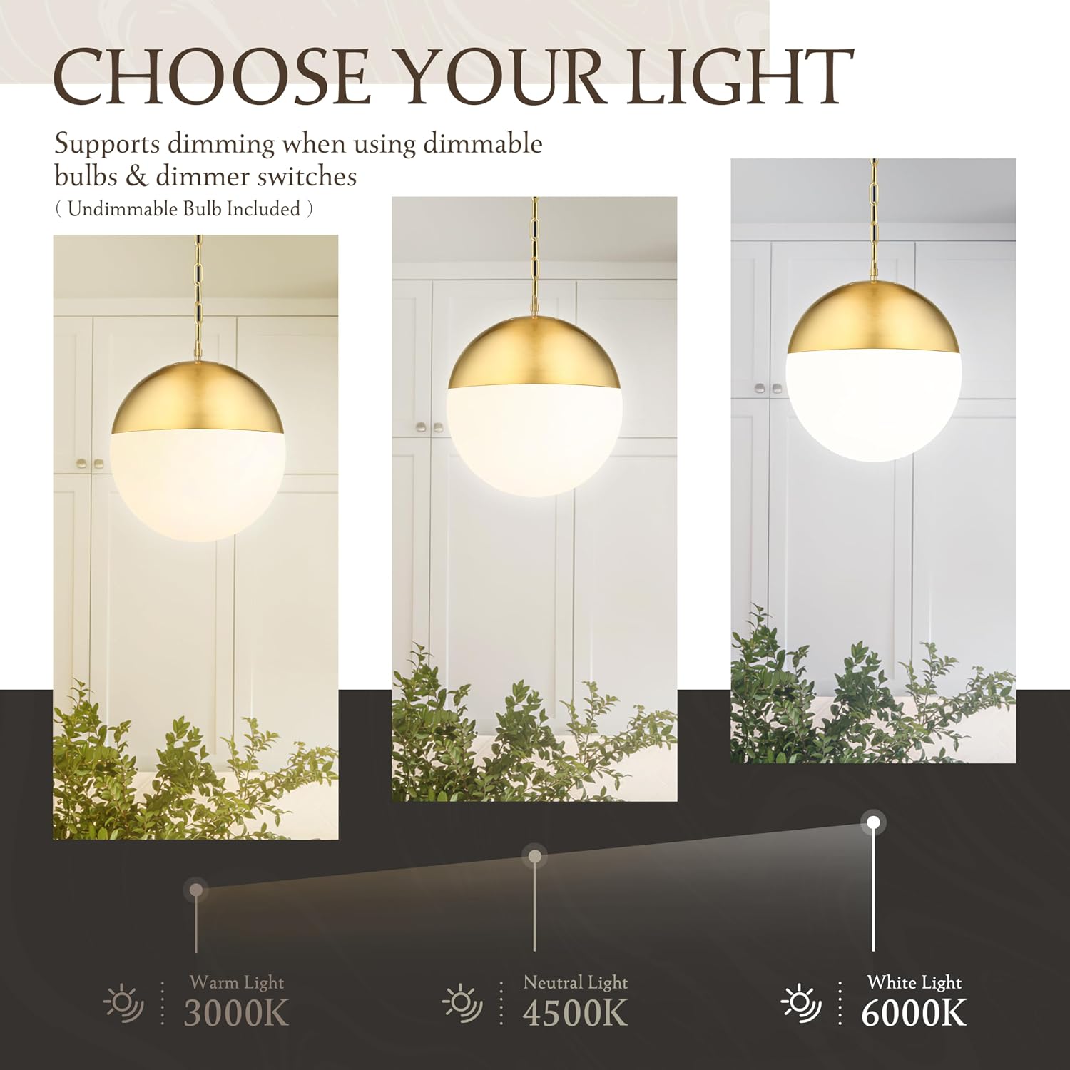 Gold Frosted Globe Adjustable Kitchen Pendant Light