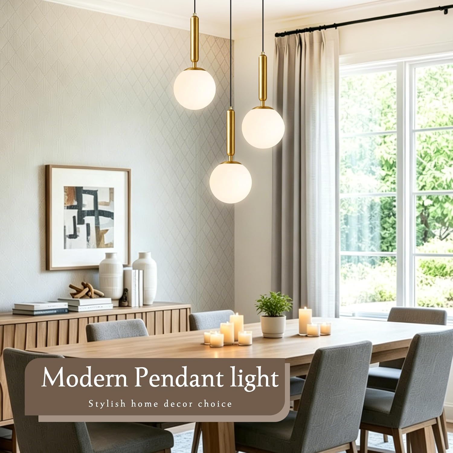 Gold Milky Glass 3-Light Globe Pendant Chandelier