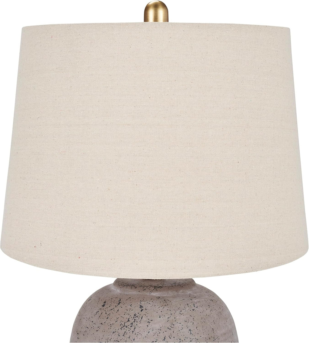 Grey Brown Ceramic Beige Linen Shade Table Lamp